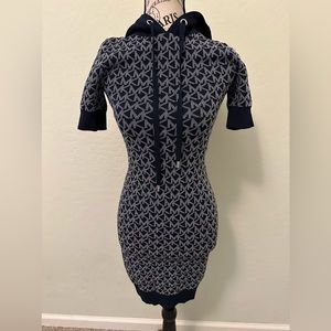 MICHAEL KORS NAVY BLUE JACQUARD MK DRESS.XS